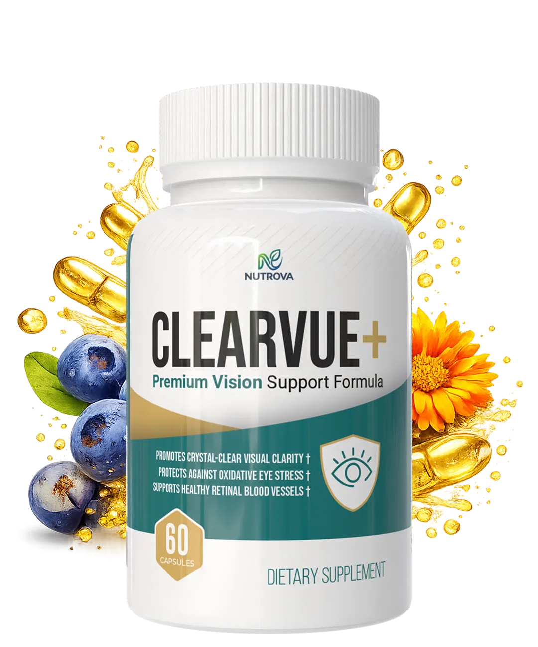 ClearVue+ three-bottle package showing 60 capsules per bottle